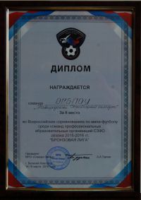 Всероссийские соревнования по мини-футболу среди юношеских команд профессиональных образовательных организаций СЗФО сезона 2015-2016г.г. &laquo;Бронзовая лига&raquo;